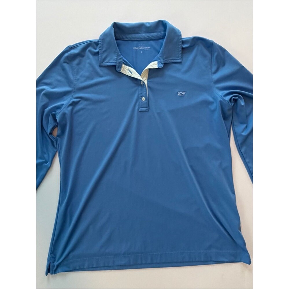 Vineyard Vines Light Blue Long-Sleeve Performance Polo-Large